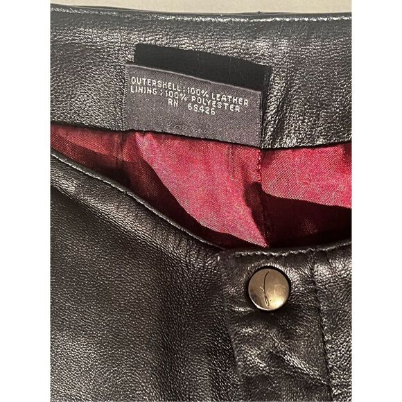 Y2K 100% Leather Black pants boot cut| size 4 - Picture 5 of 9